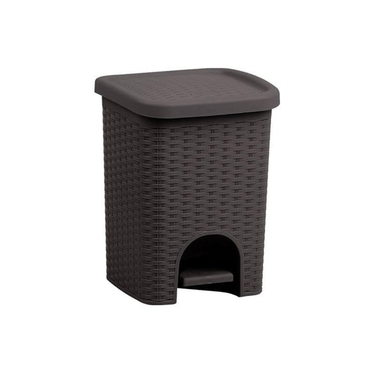 Superio Mini 6L Step Pedal Trash Can - Wicker Design, Hidden Mechanism, Durable Plastic, Ideal for Desktop, Countertop, Pet Waste/Dog Poop - Brown - color: Brown