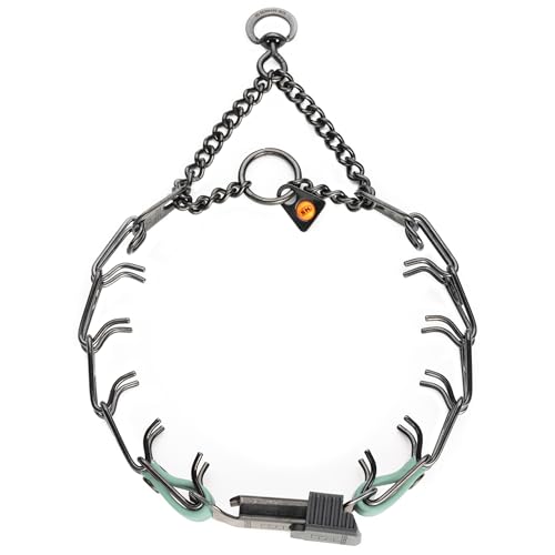 Herm Sprenger Black Stainless Steel Dog Collar with Quick Release ClicLock Buckle and Biothane Insert Training Collar Made in Germany (Sage Green, 16in x 2.25mm(Neck Size up to 13-14in)) - color: Sage Green, size: 16in x 2.25mm(neck size up to 13-14in)