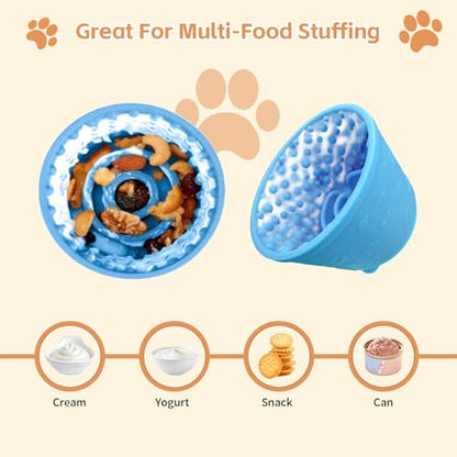 Dog Lick Bowl,Anxiety Relief Non-Slip Silicone Treat Bowl,Durable Anti-Choking Long-Lasting Enrichment Slow Feeder Licking Mat for Small Medium Large Breed,Freezable BPA Free Silicone Dishwasher Safe - color: Blue, size: M-L