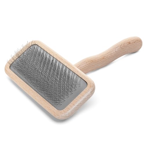 Chris Christensen Mark III Slicker Brush for Dogs, 12mm Pins, Groom Like a Pro, Handcrafted Lightweight Beechwood Ergonomic Handle, Stainless Steel Pins, A5III Medium. Made in Germany. - size: Mark III Medium