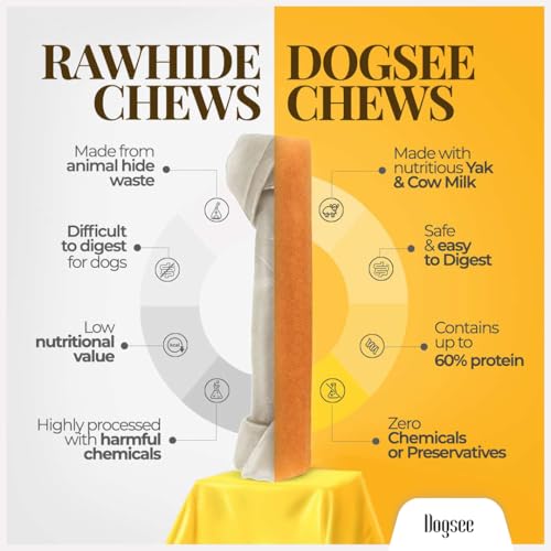 Dogsee Himalayan Yak Cheese Chews – Medium Size (18 Pack) | Rawhide-Free & Long-Lasting Treats for Dogs | Helps Fight Plaque & Tartar | Natural Dental Chews for Teeth Cleaning - size: Medium (Pack of 18)