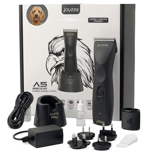 Falcon Cordless Clipper 2 Speed - Professional Grooming with Precision, Power, Low Noise, Dog Clippers for Grooming (Falcon Black) - color: Falcon Black
