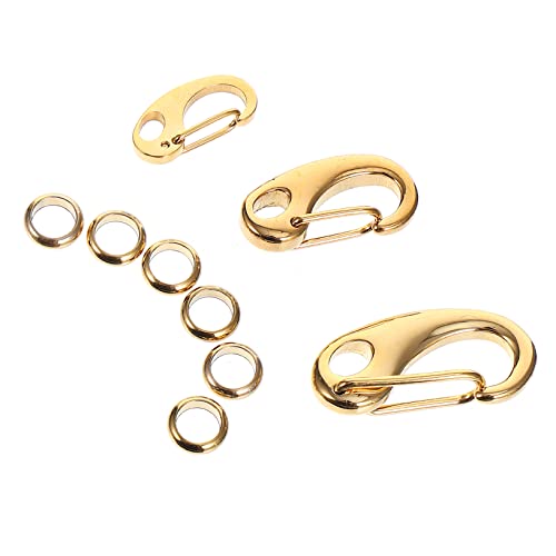 Pet Tag Ring Clip Dog Collar Clip for Pet Harness Stainless Steel Lobster Buckle - color: Golden