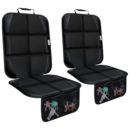 Meolsaek Car Seat Protector for Child Car Seat, Durable 600D Fabric Waterproof Car Seat Cover with Thick Pad Non-Slip Backing，No Imprints (Thicker Black-2pc) - color: Thicker Black-2pc