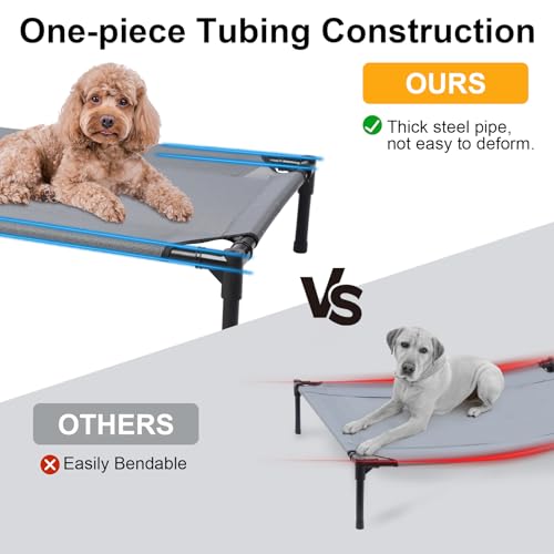 34.3'' Outdoor Elevated Dog Bed with Canopy, Raised Dogs Bed Small Medium Size Dogs with Four Ice Pack, Breathable Cooling Dog Cot Beds, Outdoor Dog Hammock Bed, Outside Pet Bed(Small) - size: Small(34.3"L x 21.78"W x 7"Th)