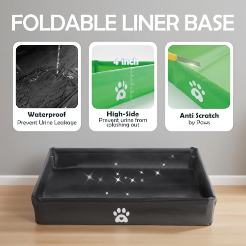 MEEXPAWS Dog Pee Pad Holder Foldable with Dog Litter Box Enclosure High Wall, Puppy Pad Holder Tray with DIY Splash Guard for 22’’x22’’ Pee Pads, Indoor Dog Potty for Small to Medium Dogs, Easy Clean - size: Medium -23'' x 23''