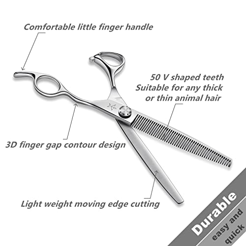 High-end Professional Dog Grooming Thinning Scissors Teeth Cutting Blending Shears Pet Texturizing Shears 7.5 Inch Extremely Very Sharp Stainless Steel Alloy For Cat Horse And Other Animals - style: 7.5inch Thinning