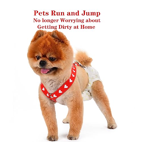 4 Pcs Dog Diaper Suspenders | Cat Suspenders | Female Male Dog Skirt Dress & Diaper Keeper | for Small Medium and Large Dogs (Square,Heart, M) - size: Medium