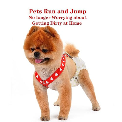 4 Pcs Dog Diaper Suspenders | Cat Suspenders | Female Male Dog Skirt Dress & Diaper Keeper | for Small Medium and Large Dogs (Square,Heart, M) - size: Medium