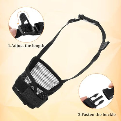 ElevateTech 3Pcs Dog Muzzle Soft Mesh Muzzle for Small Medium Large Dogs Adjustable Strap Breathable Dog Mouth Guard Anti Biting Barking Chewing Suitable Pets Walking Camping 3 Sizes (Black S M L)