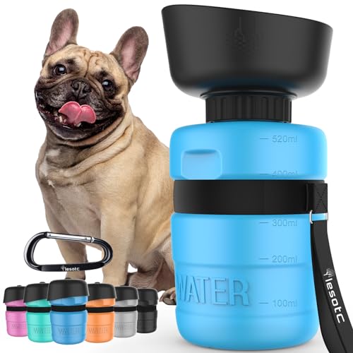 lesotc Dog Water Bottle, Portable Water Dispenser with Bowl, Leak Proof Pet Travel Squeeze Bottle, Puppy Essentials Dog Stuff Accessories for Outdoor Walking, Hiking, Camping - color: Blue, size: 18 Ounces