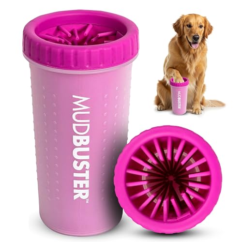 Dexas MudBuster Portable Large Dog Paw Cleaner, Fuchsia - Premium Pet Supplies and Accessories - color: Fuchsia, size: Large without Lid