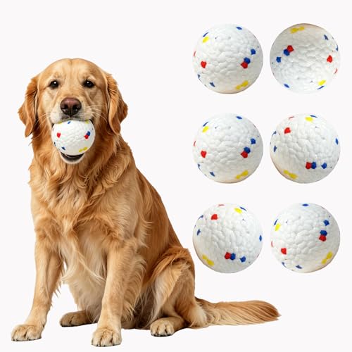 6 Pack Dog Toy Ball, 2.3 Inch ETPU Material, Automatic Ball Transmitter Replacement Ball, Suitable for Small and Medium Dogs, Suitable for 2.3 Inch Automatic Dog Ball Launcher - color: White
