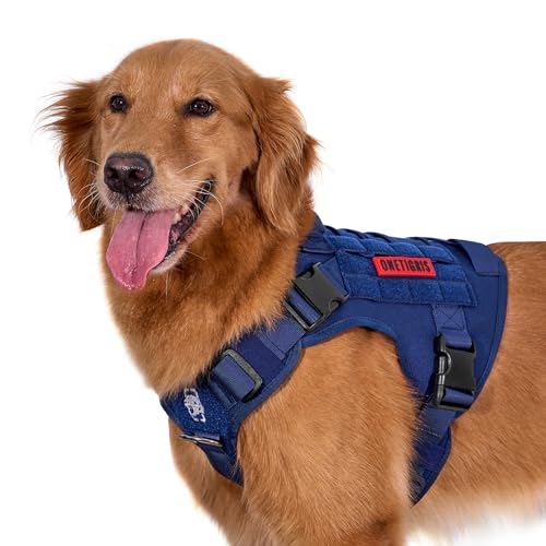 OneTigris Tactical Dog Harness Vest,No-Pull Service Dog Vest with Hook & Loop Panels,Adjustable Dog Vest Harness for Walking Hiking Training(Blue,XXS) - color: Blue, size: XX-Small