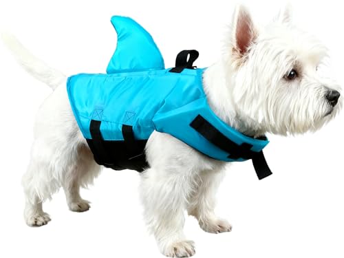 GabeFish Shark Life Jackets for Dogs, Blue, Orange, Swimwear for Cats Blue Small - color: Blue, size: S (Weight: 13-17lb/6-8kg)