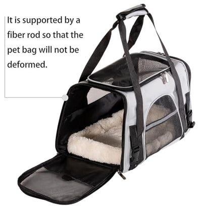 Cat Carrier Bag, Airline Approved Soft Carrier for Cats & Small Dogs | Airline approved pet carrier for pets under 15lb, breathable mesh with privacy cover, lightweight, foldable & washable - color: Black With Gray