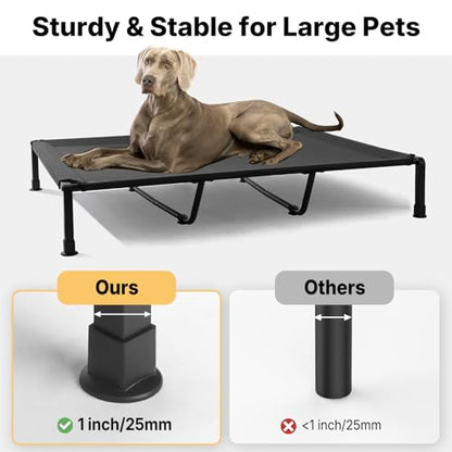 Veehoo Elevated Dog Beds Large Sized Dog with Fluffy Plush Bolster Cushion, Washable Orthopedic Dogs Couch Bed, Raised Pet Cot with Removable Mat, Breathable Mesh, No-Slip Feet, 59 x 37 inches, Black - color: Black, size: 59"L x 37"W x 7.9"Th