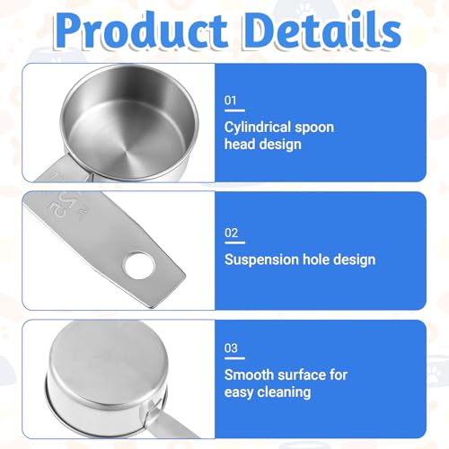 2 PCS 1/2 Cup Dog Food Scoop, 1/2 Cup Measuring Scoop | 125ml Stainless Steel Half Cups Dog Food Scoops for Feeding Pet, Wet and Dry Ingredients, Dishwasher Safe