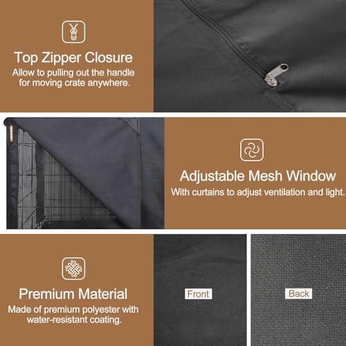 HiCaptain Breathable Dog Crate Cover 48 Inch, Durable Heavy Duty Kennel Cover, Dual Zippered Panels, Windproof Waterproof UV-Resistant(Black) - color: Black, size: 48.0"L x 30.0"W x 33.0"H