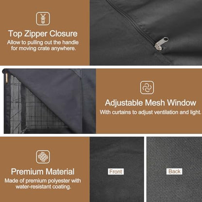 HiCaptain Breathable Dog Crate Cover 30 Inch, Durable Heavy Duty Kennel Cover, Dual Zippered Panels, Windproof Waterproof UV-Resistant(Black) - color: Black, size: 30.0"L x 19.0"W x 21.0"H