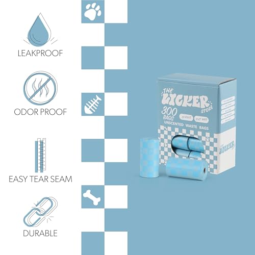 13 in. x 9 in. Extra Thick Leak Proof Unscented Dog Poop Bags, Blue (300 Count, 20-Rolls) - size: 300 Count (Pack of 1)