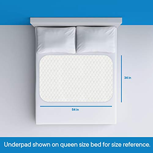 RMS Ultra Soft 4-Layer Washable and Reusable Incontinence Bed Pad - Waterproof Bed Pads, 34"X54" - size: 34 x 54 Inch