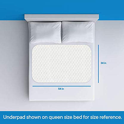 RMS Ultra Soft 4-Layer Washable and Reusable Incontinence Bed Pad - Waterproof Bed Pads, 34"X54" - size: 34 x 54 Inch