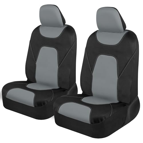 Motor Trend AquaShield Waterproof Front Seat Covers, Gray Seat Covers for Cars – Neoprene Front Car Seats Cover, SUV Seat Covers Protector - Car Interior Cover for Auto, Trucks, & Dog Owners - color: a2-Black & Gray Front Seats