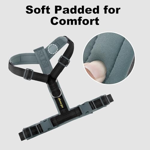 Plutus Pet No Pull Dog Harness, Adjustable Nylon Harness with Soft Padding, Reflective and Heavy Duty Dog Harness for Small, Medium, Large Dogs(Black, L) - color: Black, size: L