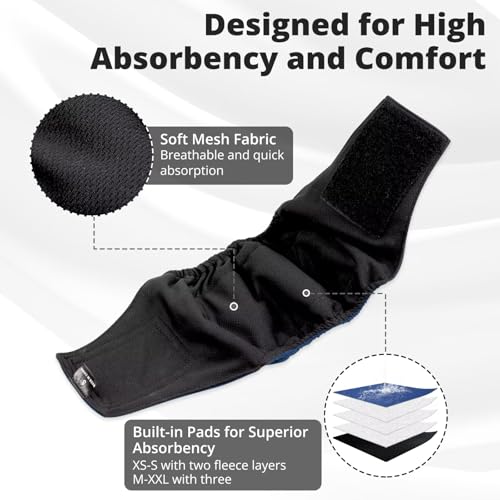 Paw Legend Washable Dogs Diapers Male Dog Belly Bands for Male Dogs Diapers Reusable Puppy & Doggie Diapers Male - color: Black, Grey, Blue, size: X-Small