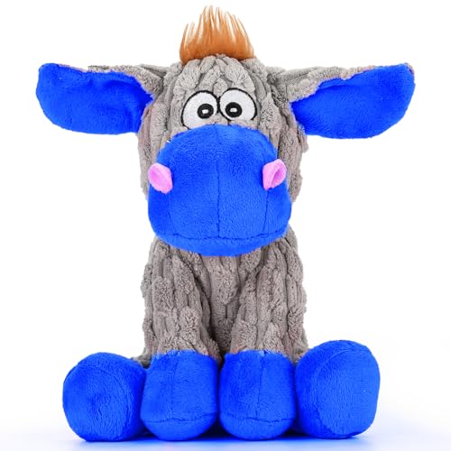 loncoldy Squeaky Dog Toys, Plush Chew Toys for Dogs, Crinkle Interactive Squeaky Stuffed Dog Toy for Small Medium Large Breeds, Dog Toy to Keep Them Busy, Pet Toys for Dogs - color: gray & blue