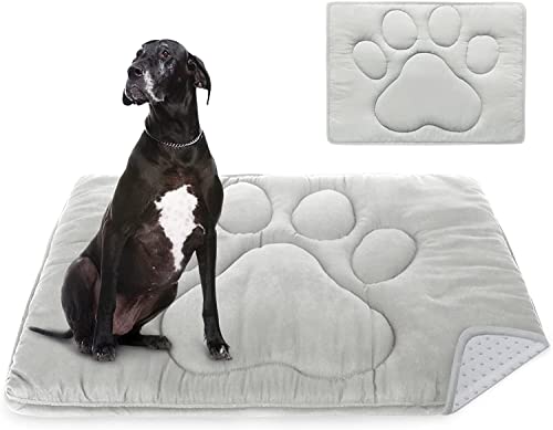 Dog Crate Pad(30"x 48"), Crate Mat with Anti-Slip Bottom, Dog Mats for Sleeping, Breathable Kennel Pad, Dark Colored to Hide Stains, Grey - color: Grey, size: XX-Large (30" x 48")