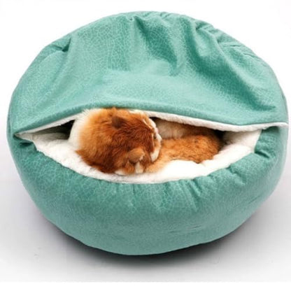 Small Dog Bed with Cover Cave - Covered Round Puppy Bed with Hooded Blanket, Machine Washable Burrow Pet Bed for Small Dogs and Cats, Cozy Cave Dog Bed with Anti-Slip Bottom (Grey,Large) - color: Grey, size: Large
