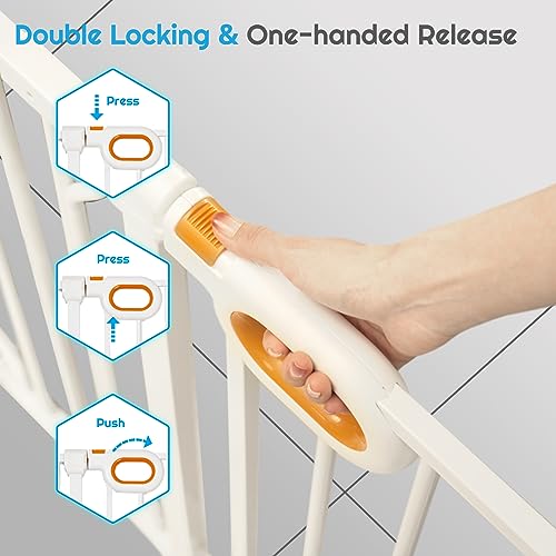 owlie Baby Gate for Stairs - 29-57'' Wide,No Drilling, Pressure Mount, White (30.5'' Tall) - color: White, size: Wide 29-57''