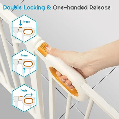 owlie Baby Gate for Stairs - 29-57'' Wide,No Drilling, Pressure Mount, White (30.5'' Tall) - color: White, size: Wide 29-57''