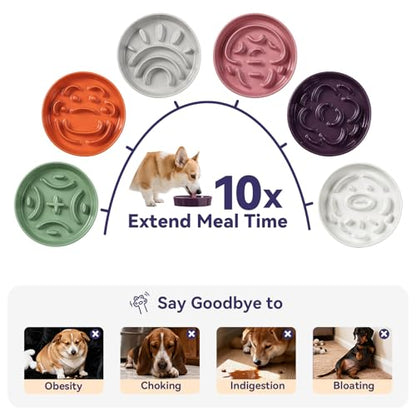 Ceramic Slow Feeder Dog Bowl, 1.8 Cups Anti -Slip Slow Feeding Bowl to Slow Down Eating, 8.2 Inch Dog Food Dish for Medium to Large Breeds, Green - color: Green, size: Medium