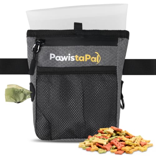 Dog Treat Pouch for Pet Training, One-Hand Magnetic Closure, Hands-Free Treat Bag with Silicone Liner, No Mess No Smell (Pure Gray) - color: Pure Gray