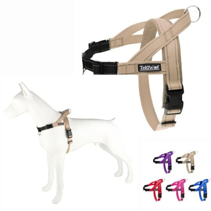 No Pull Dog Harness with Handle, Rear & Front Clip, Adjustable, Easy On/Off, Reflective, Lightweight & Mesh Padded, No Choke. Dog Harness Small Sized Dog (Beige-Black, Small) - color: Beige-Black, size: Small