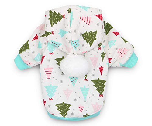 Pet Dog Fleece Hoodie Christmas Tree Puppy Shirts for Small Dogs, Medium - color: Xmas Tree, size: Medium (5.5-8.8lb)