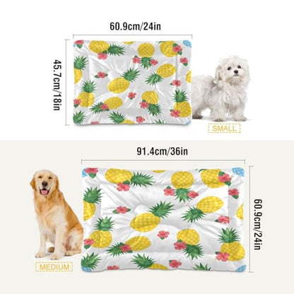 Pineapple Pattern Pet Bed Mat for Dogs and Cats, Soft Washable Crate Pad with Non-Slip Bottom, Cozy Bed Cushion for Small Medium Large Pets, 24x36 Inch - size: Medium