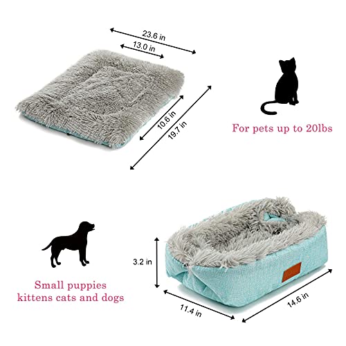 Self Warming Cat Bed, Foldable Self Heated Cat Mat Extra Warm Thermal Heating Pad 24 x 20 inch for Indoor Outdoor Cats, Non-Slip Bottom Washable Non Electric - color: Mint Green