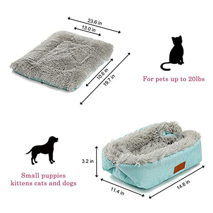 Self Warming Cat Bed, Foldable Self Heated Cat Mat Extra Warm Thermal Heating Pad 24 x 20 inch for Indoor Outdoor Cats, Non-Slip Bottom Washable Non Electric - color: Mint Green