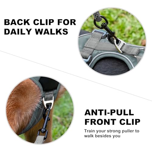 Plutus Pet No Pull Dog Harness, Release at Neck, Soft Padded, Reflective Adjustable Dog Vest Harness for Small, Medium, Large Dogs(Gray,M) - color: Gray, size: M