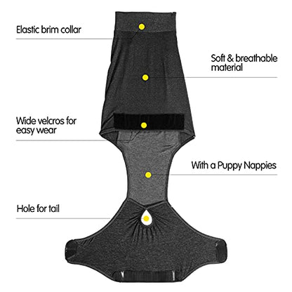 HEYWEAN Full Body Dog Diaper with a Puppy Nappies Physiological Dog Surgery Recovery Suit for Male Female Dogs - color: Classic Black, size: X-Large