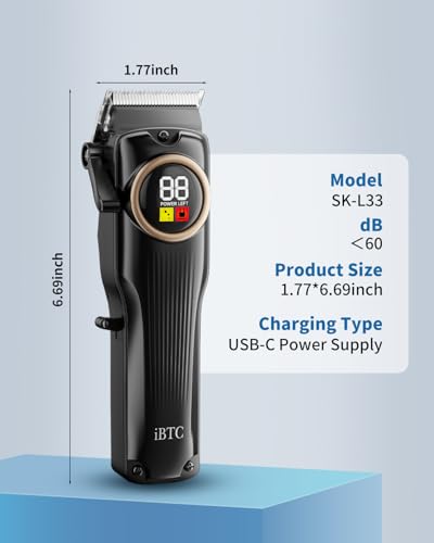 iBTC Pet Grooming Clipper Set for Thick Dense Fur, Professional Low Noise Rechargeable Pet Hair Trimmer with Ceramic Blade & Stainless Steel Scissors, Suitable for Dogs Cats