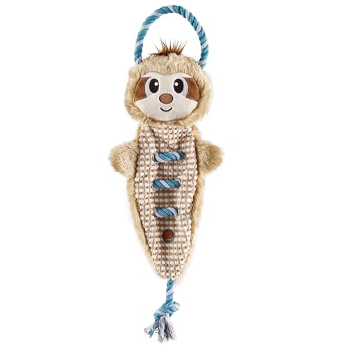 Outward Hound by Charming Pet Ropiez Rope Interactive Dog Tug Toy for Tugging Squeaky Fun, Sloth, Brown - color: Ropiez Sloth