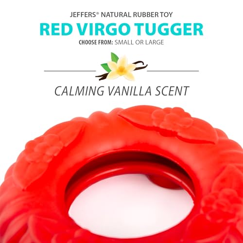 Jeffers Pet Natural Rubber Dog Chew Toy – Red Virgo, Large - Vanilla Scent, Durable, Non-Toxic, Dishwasher Safe, Interactive Fetch & Tug Toy - Perfect for Training Medium Chewers