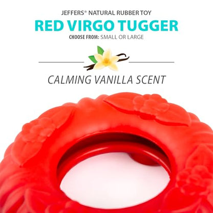 Jeffers Pet Natural Rubber Dog Chew Toy – Red Virgo, Large - Vanilla Scent, Durable, Non-Toxic, Dishwasher Safe, Interactive Fetch & Tug Toy - Perfect for Training Medium Chewers