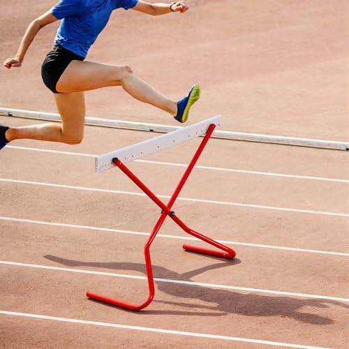 Seenelling 2 Pcs Adjustable Height Training Hurdle Red Track and Field Hurdles from 6 to 42 Inch Detachable Hurdles Track for Athletes Adults