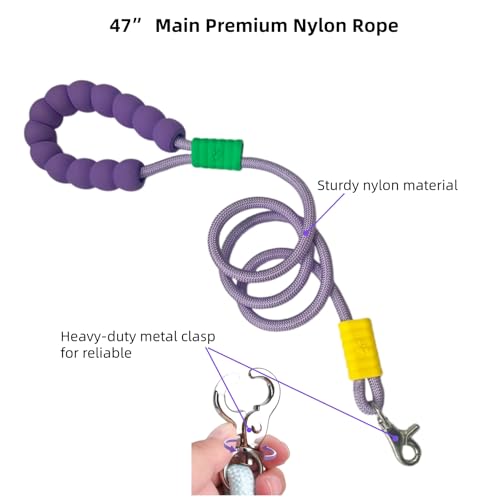 Heavy Duty Double Dog Leash for 2 Large Dogs, 5ft Shock Absorbing Bungee with 360° No Tangle Swivel, Reflective Dual Pet Leash with Comfort Grip for Walking Running Hiking